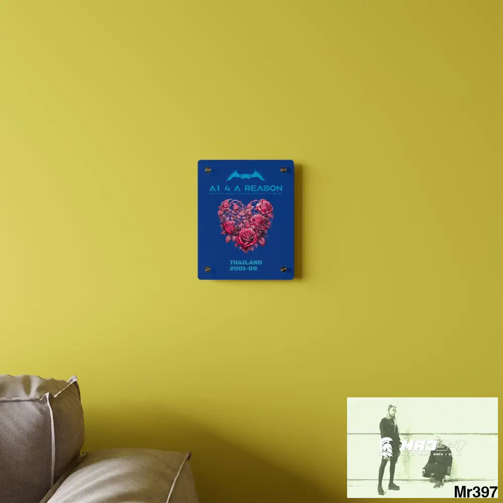 A1 4 A Reason Thailand 2001--09 Heart Made of Pink Roses Beautiful Floral Acrylic Wall Art Panels Home Decor