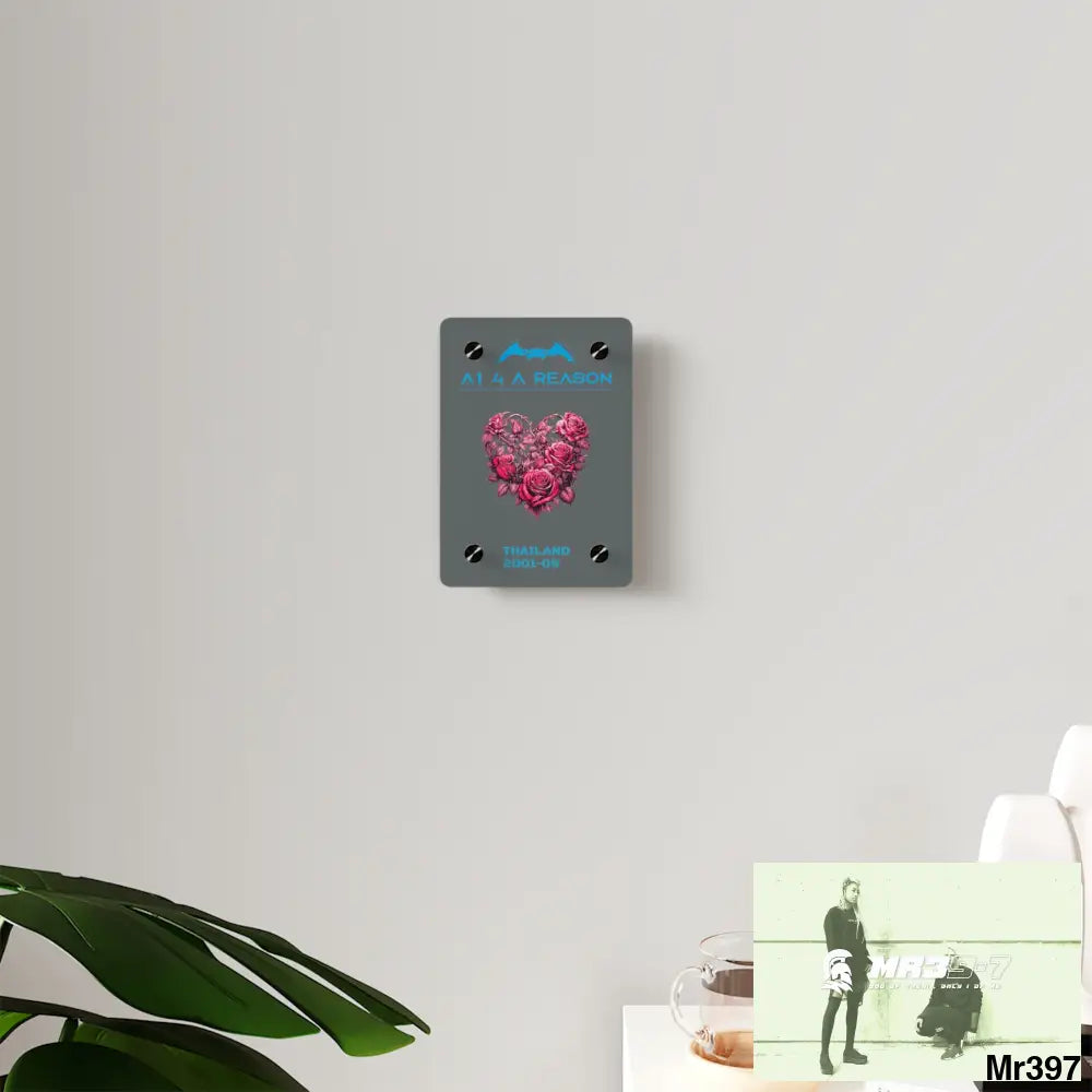 A1 4 A Reason Thailand 2001--09 Heart Made of Pink Roses Beautiful Floral Acrylic Wall Art Panels Home Decor