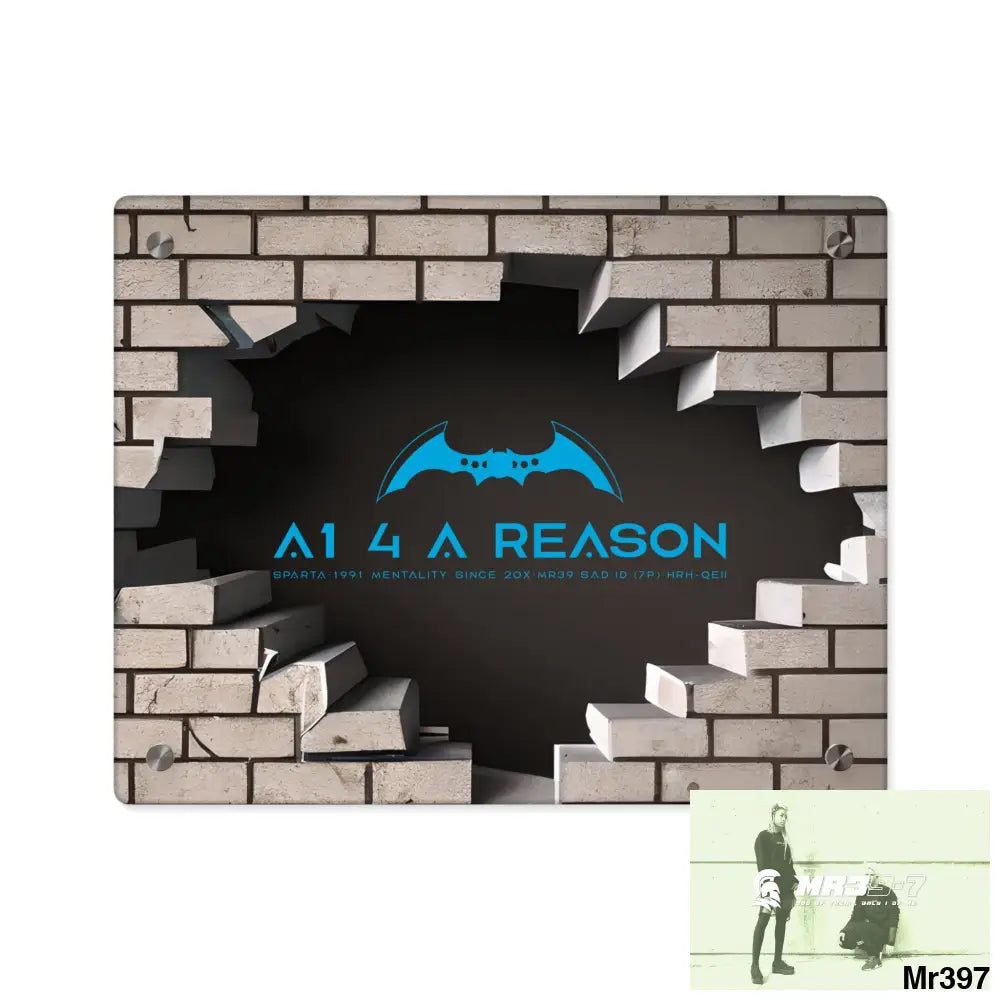 A1 4 A Reason Through the 3D Cracked Brick Wall Graphic Acrylic Wall Art Panels 14″ x 11″ (Horizontal) / 0.25’’ Home