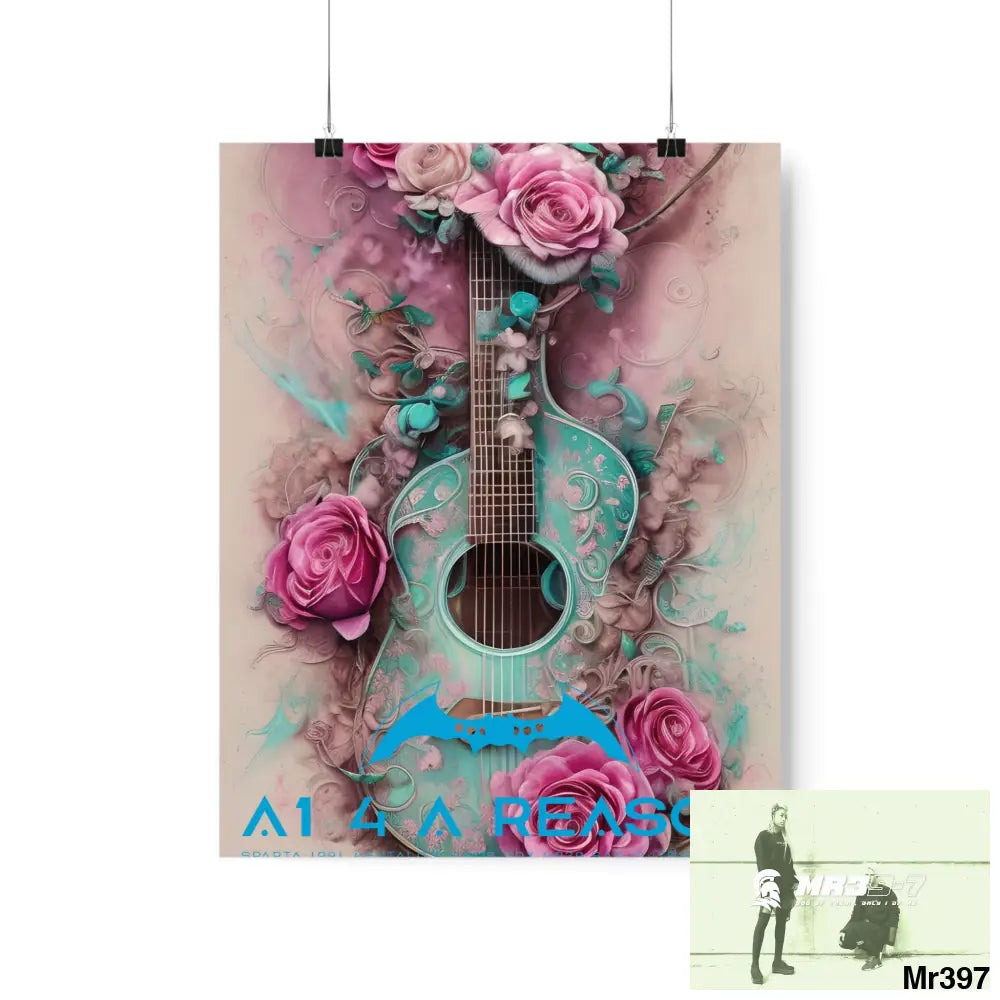 A1 4 A Reason with pink roses and guitar Matte Vertical Posters 11″ x 14″ / Matte Poster
