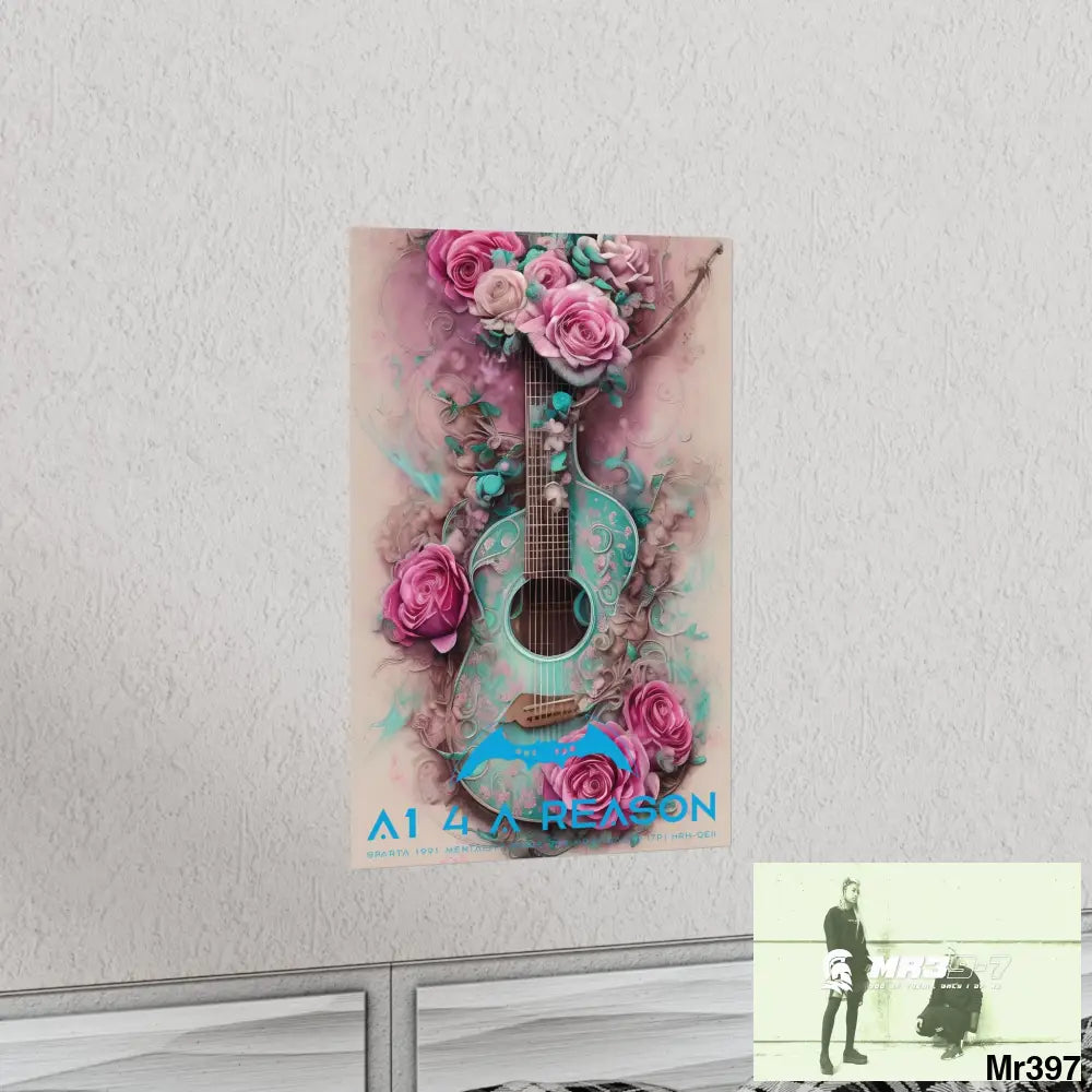 A1 4 A Reason with pink roses and guitar Matte Vertical Posters Poster