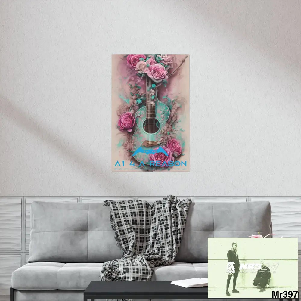 A1 4 A Reason with pink roses and guitar Matte Vertical Posters Poster