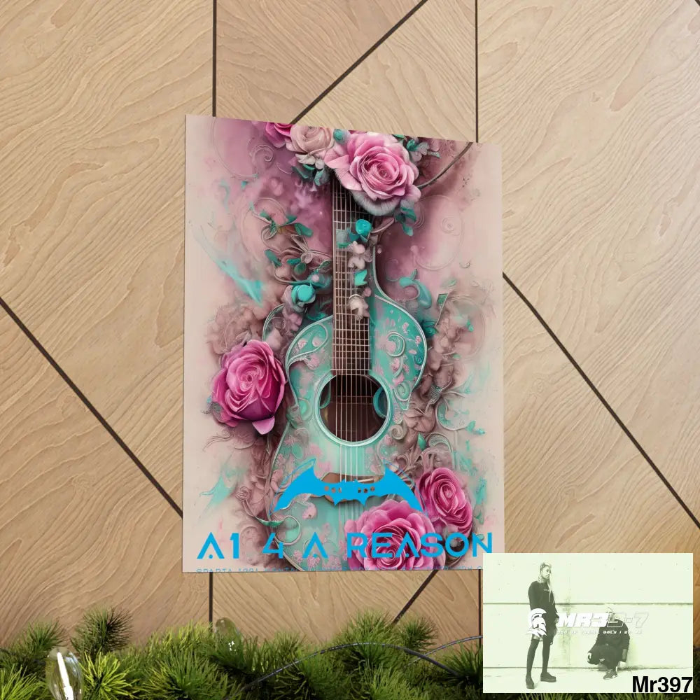 A1 4 A Reason with pink roses and guitar Matte Vertical Posters Poster