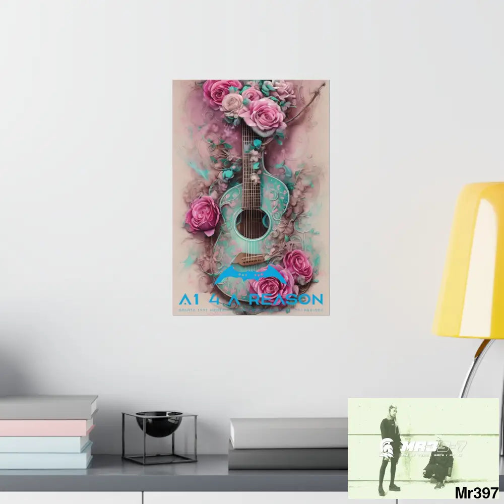A1 4 A Reason with pink roses and guitar Matte Vertical Posters Poster