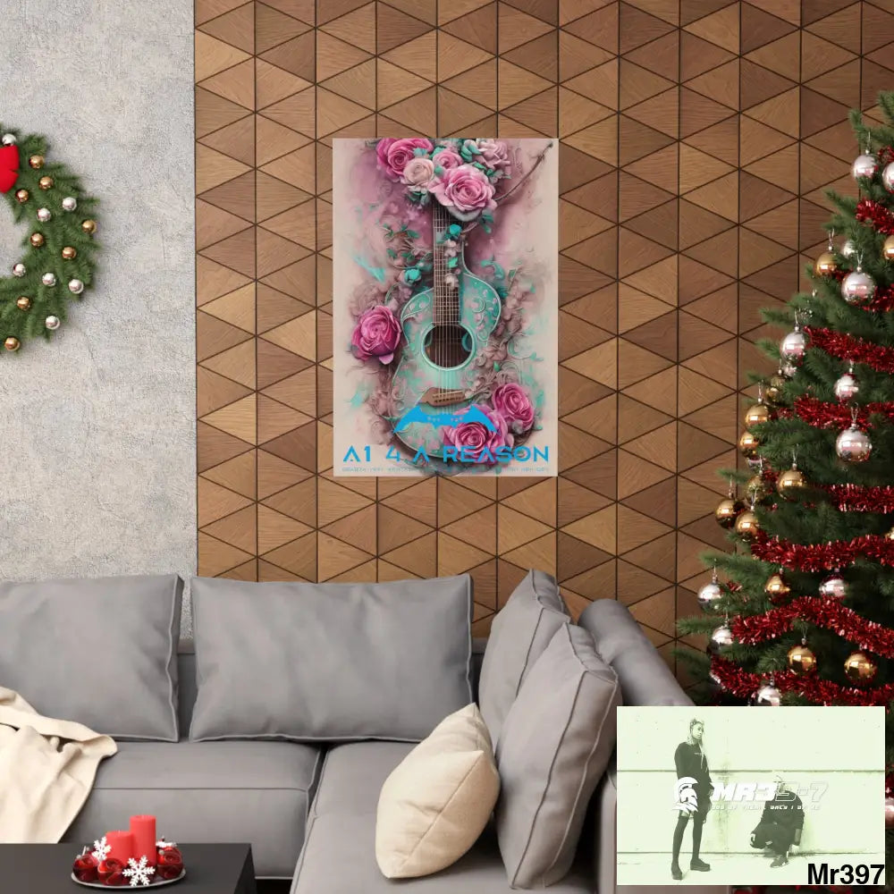 A1 4 A Reason with pink roses and guitar Matte Vertical Posters Poster