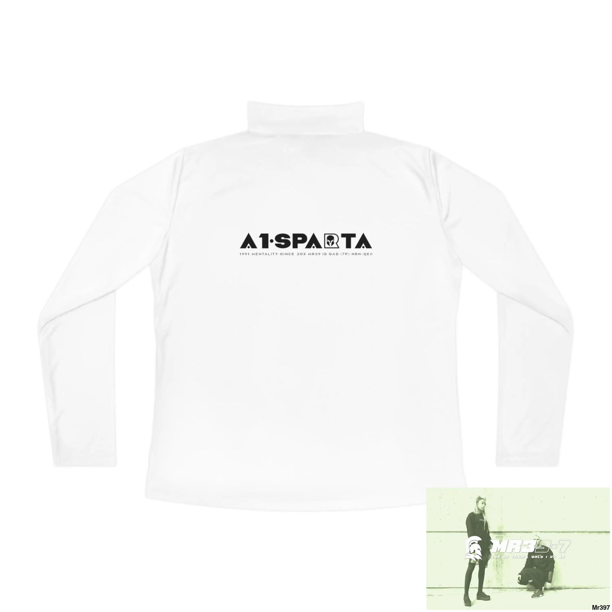 A1- Black Sparta -Ladies Quarter-Zip Pullover Long-sleeve