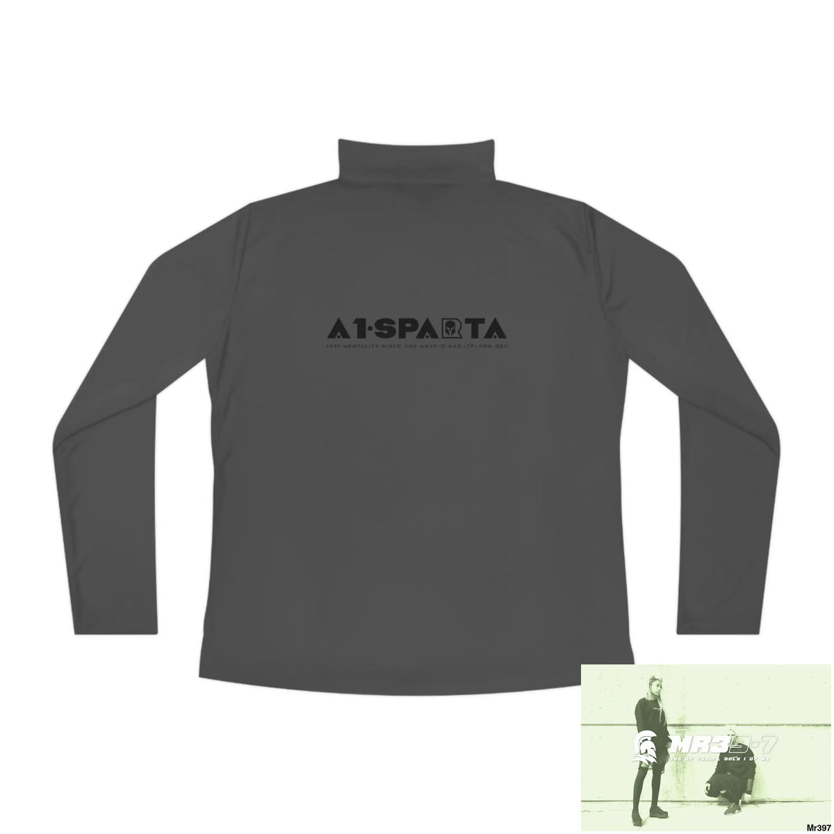 A1- Black Sparta -Ladies Quarter-Zip Pullover Long-sleeve