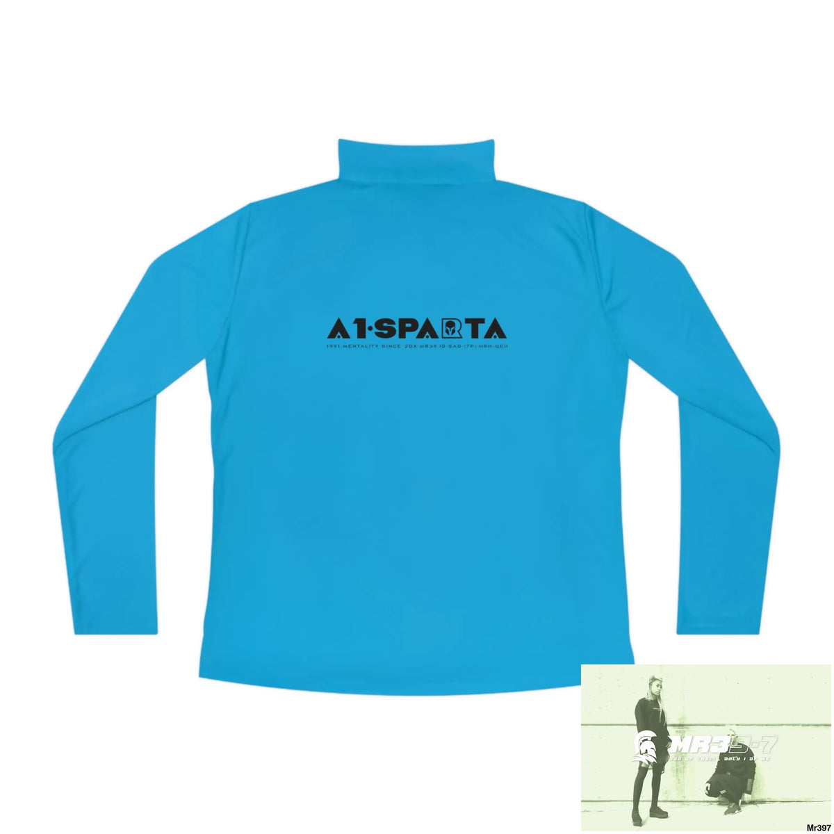 A1- Black Sparta -Ladies Quarter-Zip Pullover Long-sleeve
