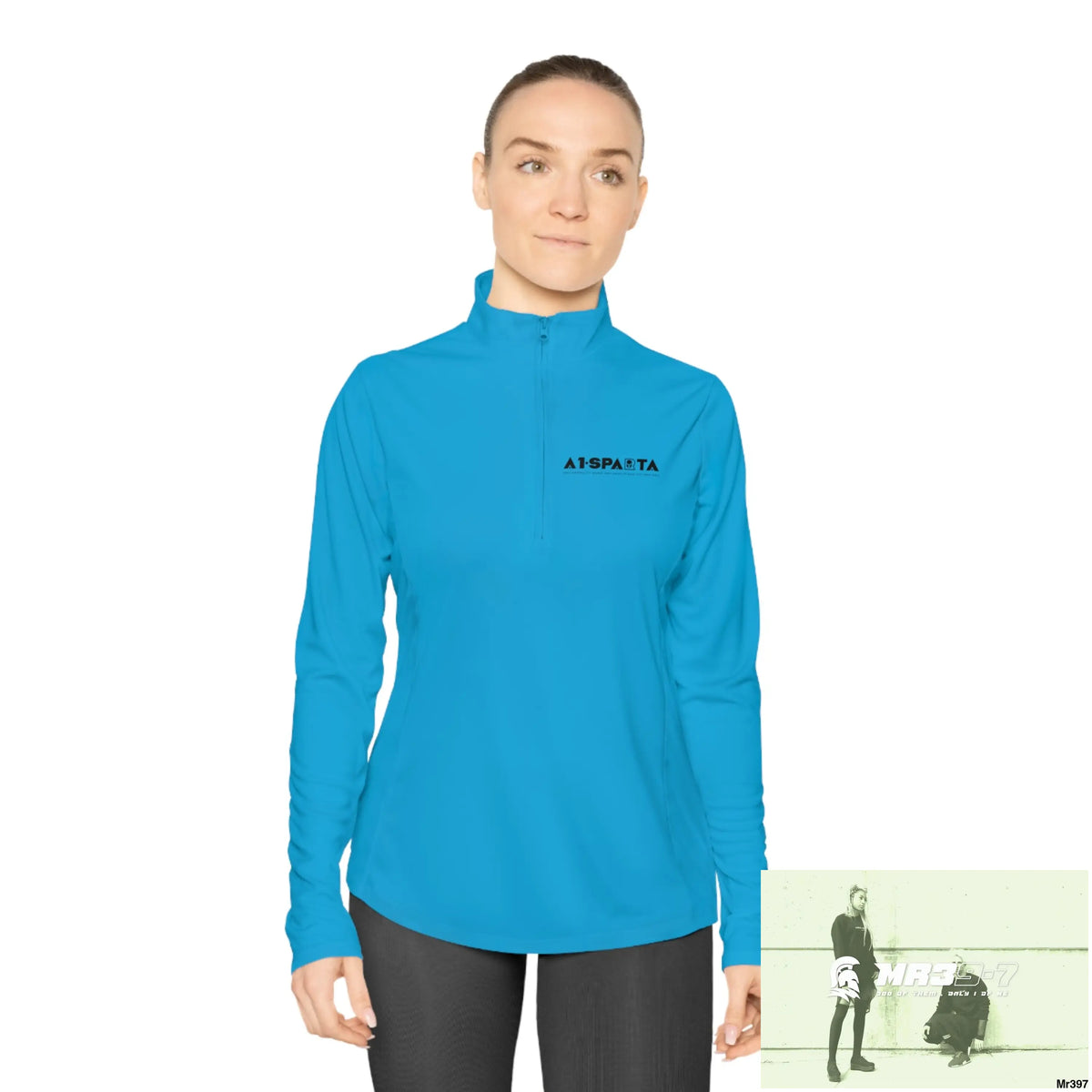 A1- Black Sparta -Ladies Quarter-Zip Pullover Long-sleeve