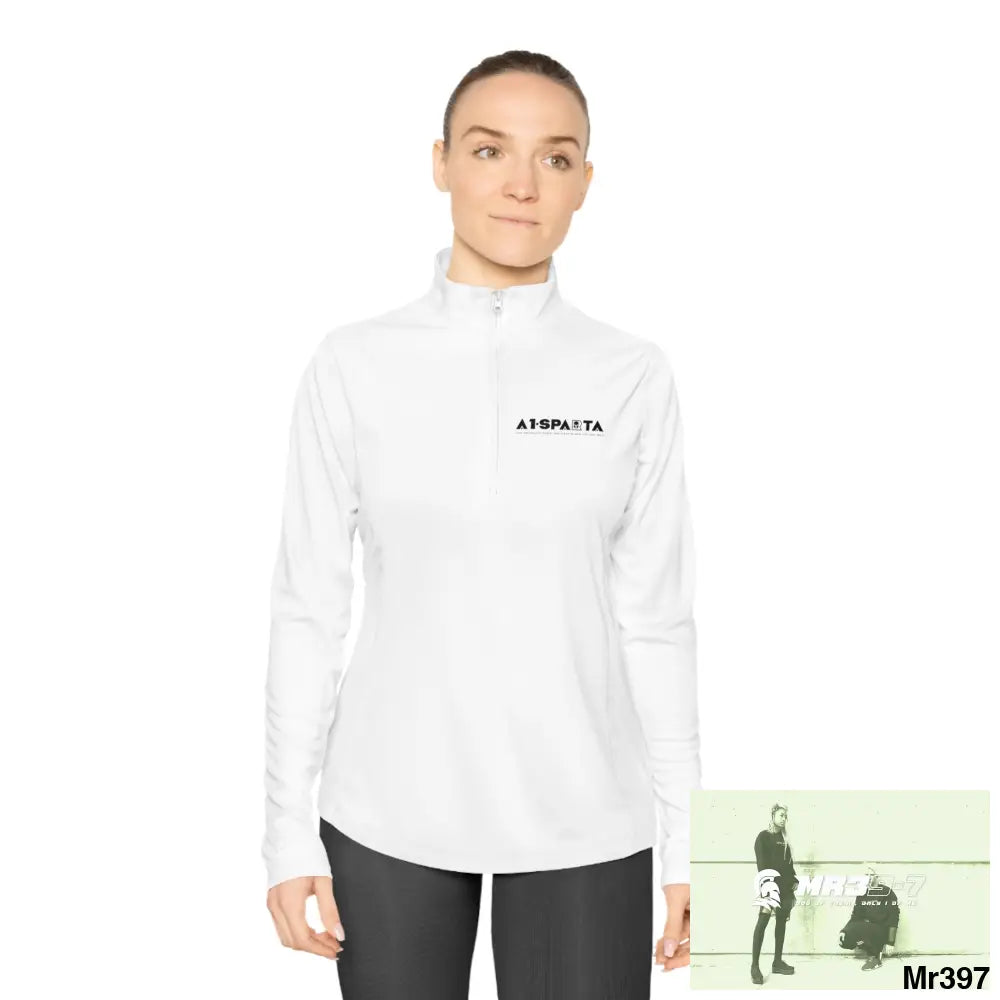 A1- Black Sparta -Ladies Quarter-Zip Pullover Long-sleeve