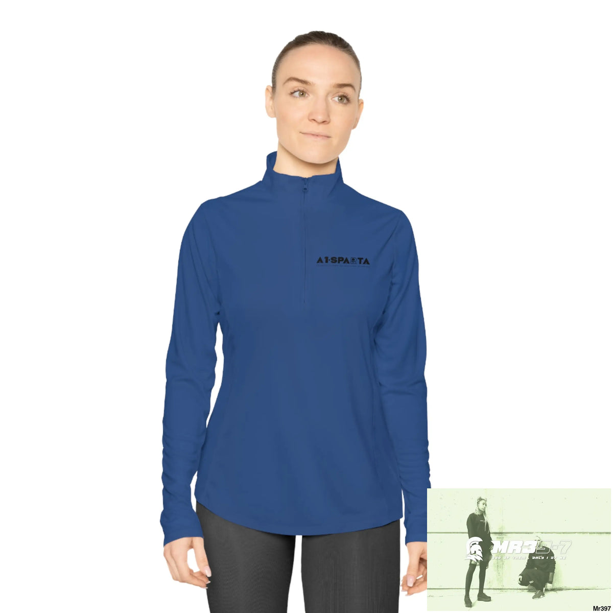 A1- Black Sparta -Ladies Quarter-Zip Pullover Long-sleeve