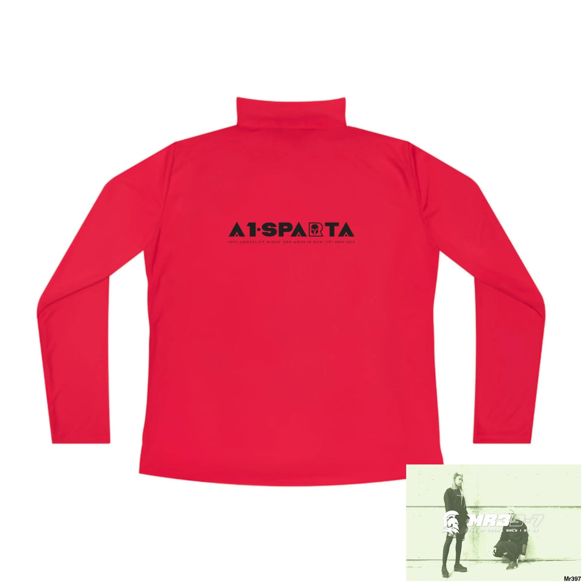 A1- Black Sparta -Ladies Quarter-Zip Pullover Long-sleeve