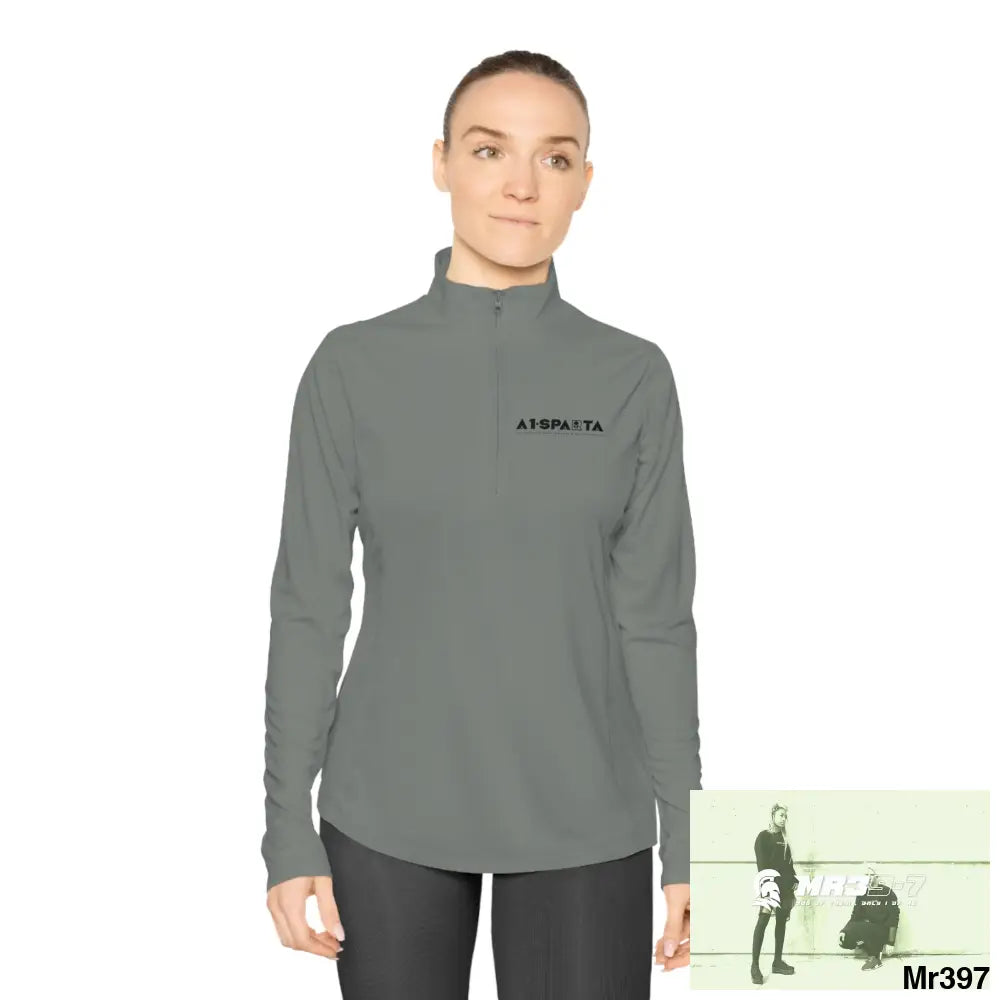 A1- Black Sparta -Ladies Quarter-Zip Pullover Long-sleeve