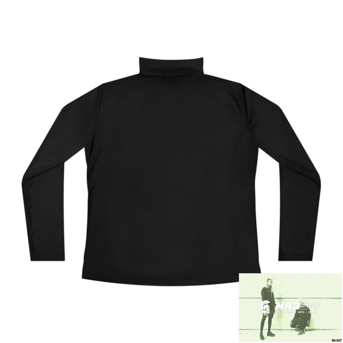 A1- Black Sparta -Ladies Quarter-Zip Pullover Long-sleeve