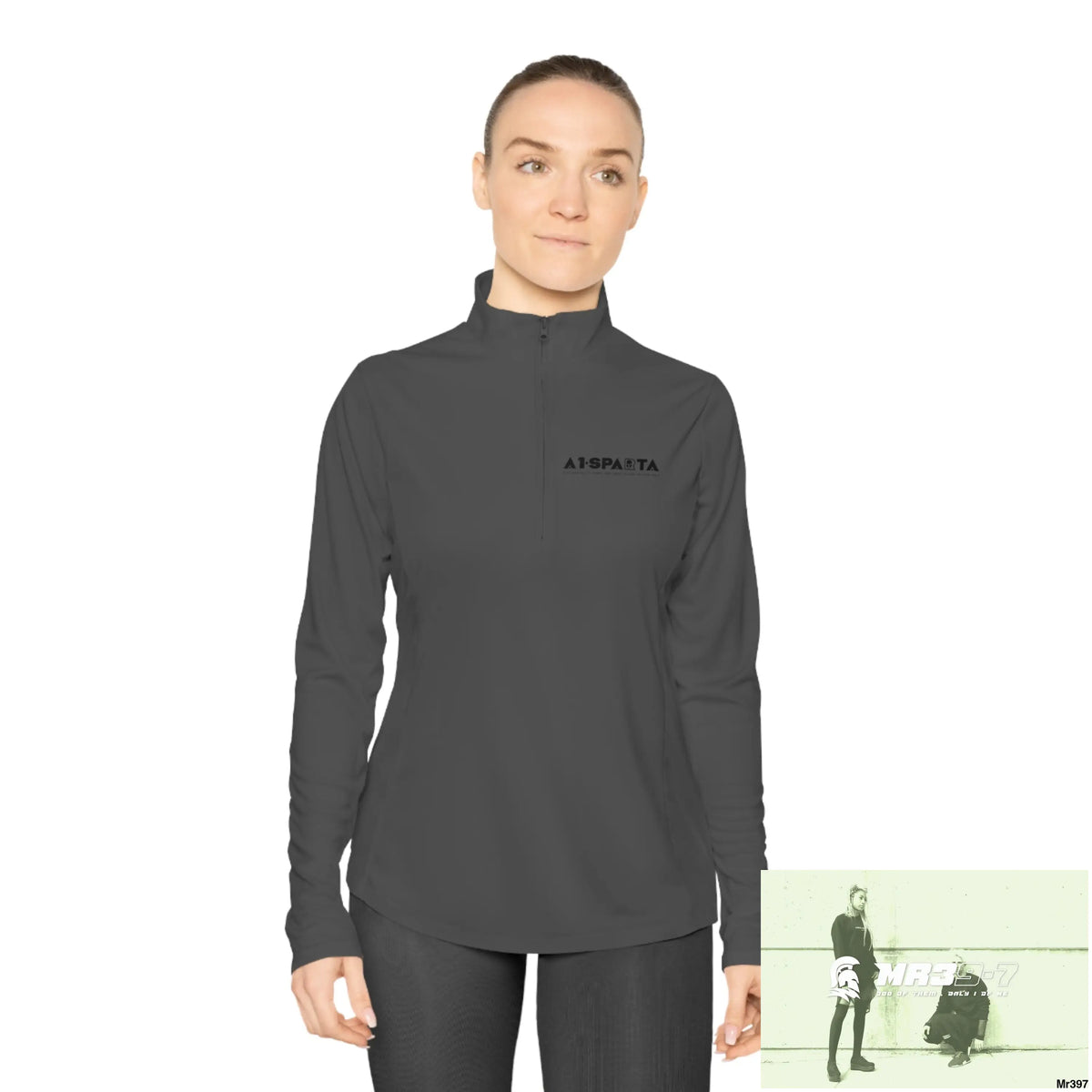 A1- Black Sparta -Ladies Quarter-Zip Pullover Long-sleeve