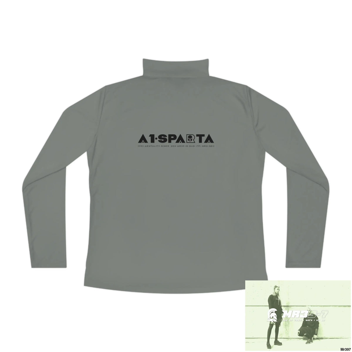 A1- Black Sparta -Ladies Quarter-Zip Pullover Long-sleeve