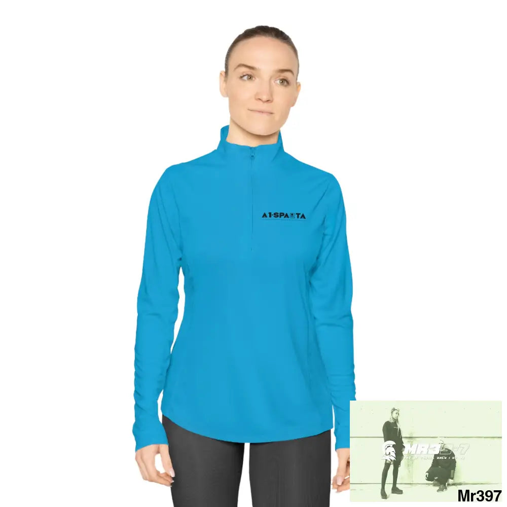 A1- Black Sparta -Ladies Quarter-Zip Pullover Long-sleeve