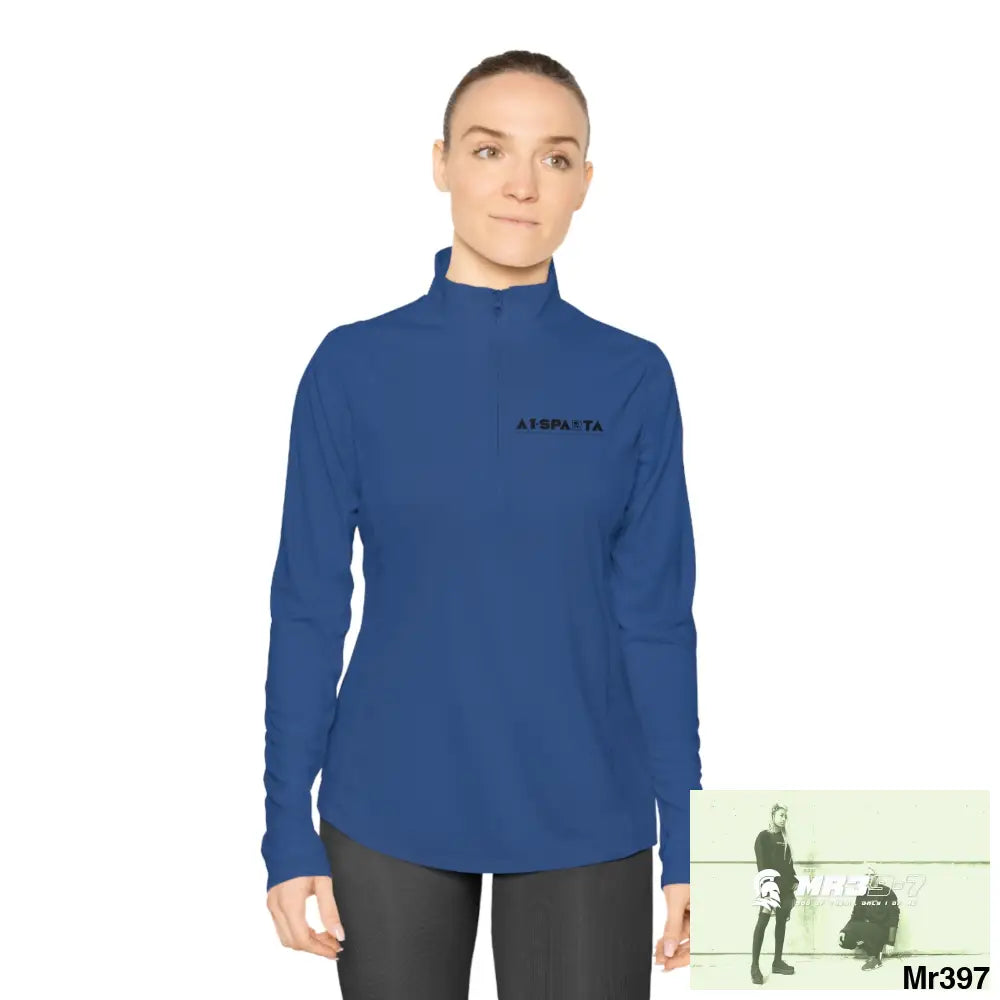 A1- Black Sparta -Ladies Quarter-Zip Pullover Long-sleeve