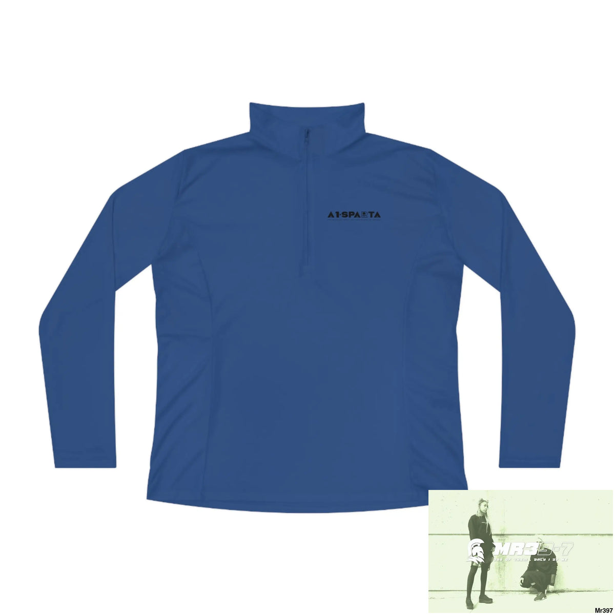 A1- Black Sparta -Ladies Quarter-Zip Pullover True Royal / S Long-sleeve