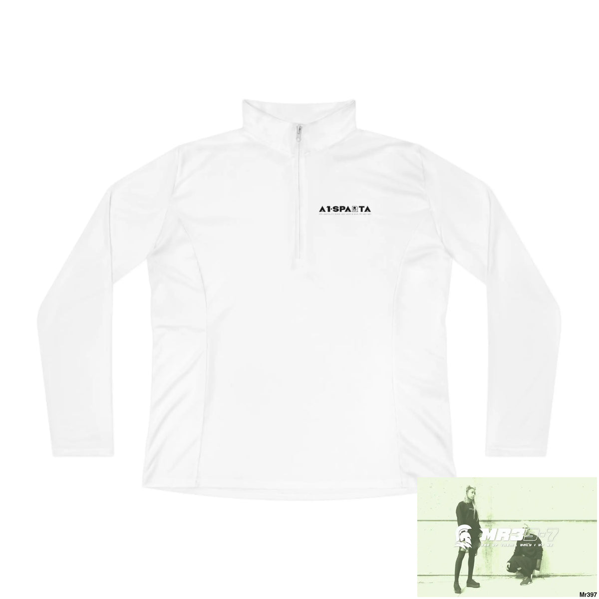 A1- Black Sparta -Ladies Quarter-Zip Pullover White / S Long-sleeve