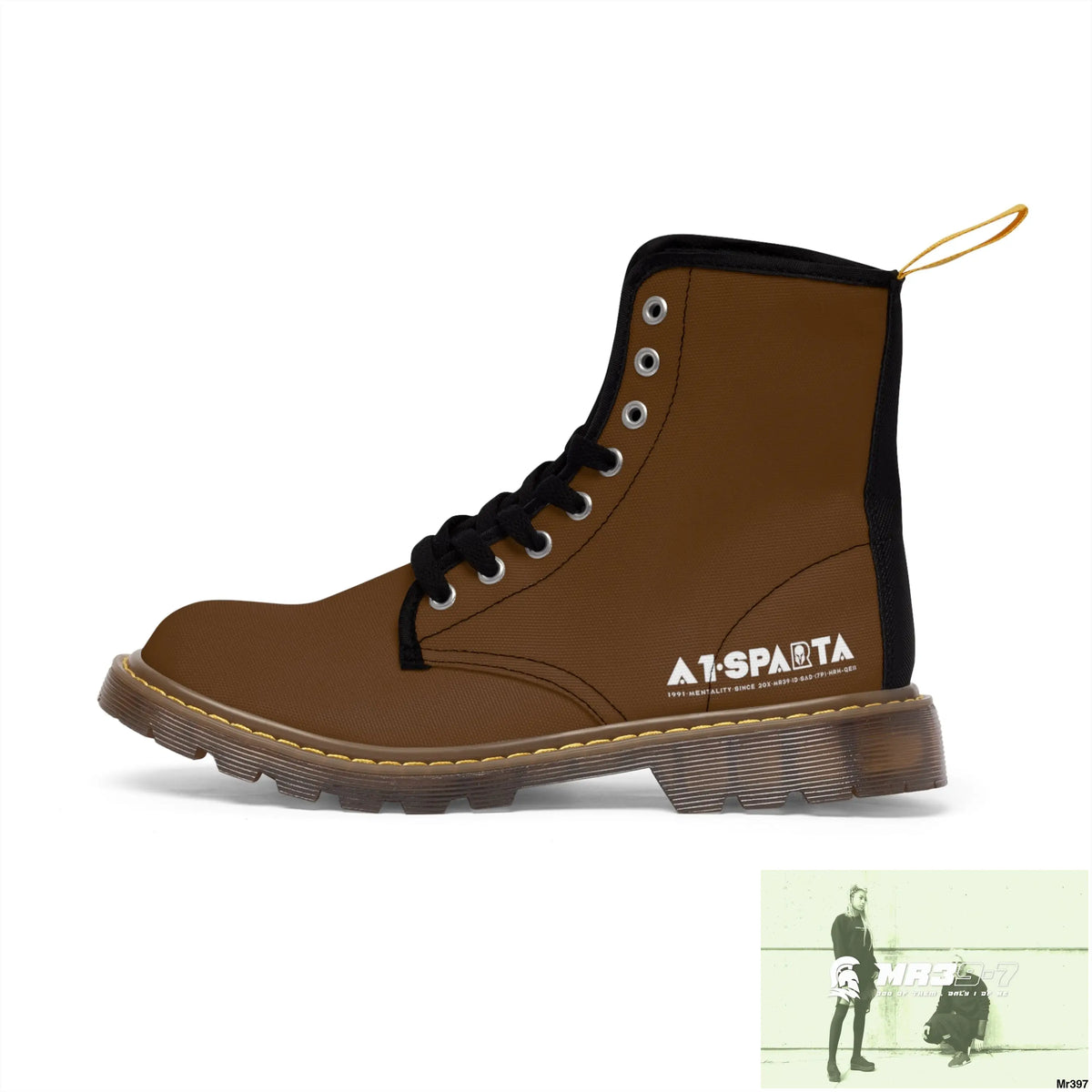 A1-Peace Sparta Black Canvas Boots AOP Shoes