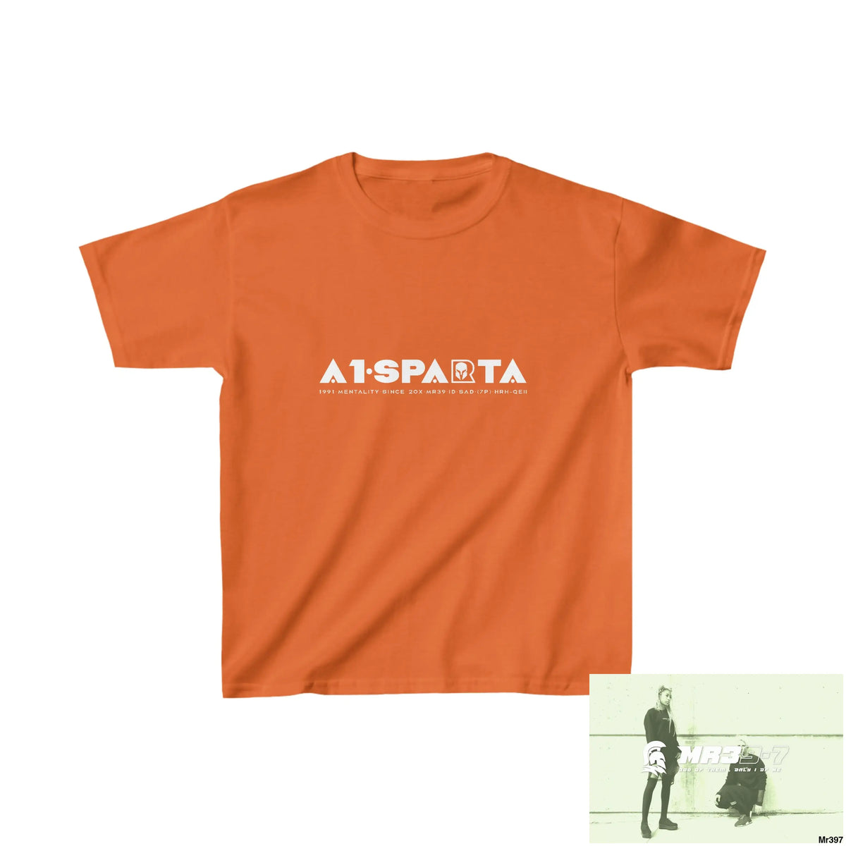 A1- Peace Sparta - Kids Heavy Cotton™ Tee S / Orange Kids clothes