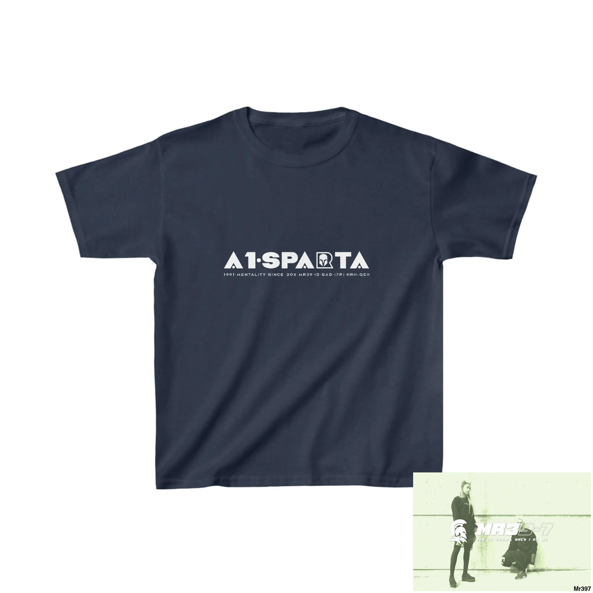 A1- Peace Sparta - Kids Heavy Cotton™ Tee XS / Navy Kids clothes
