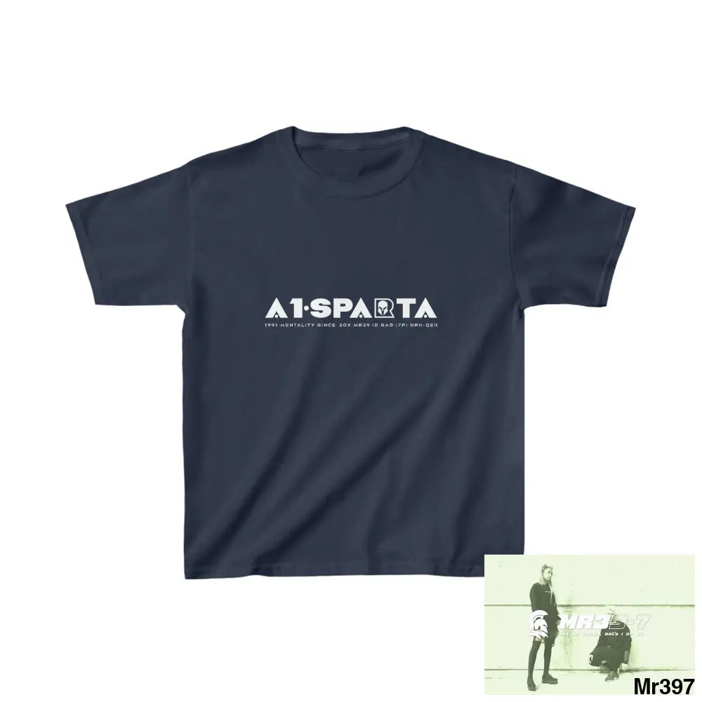 A1- Peace Sparta - Kids Heavy Cotton™ Tee XS / Navy Kids clothes