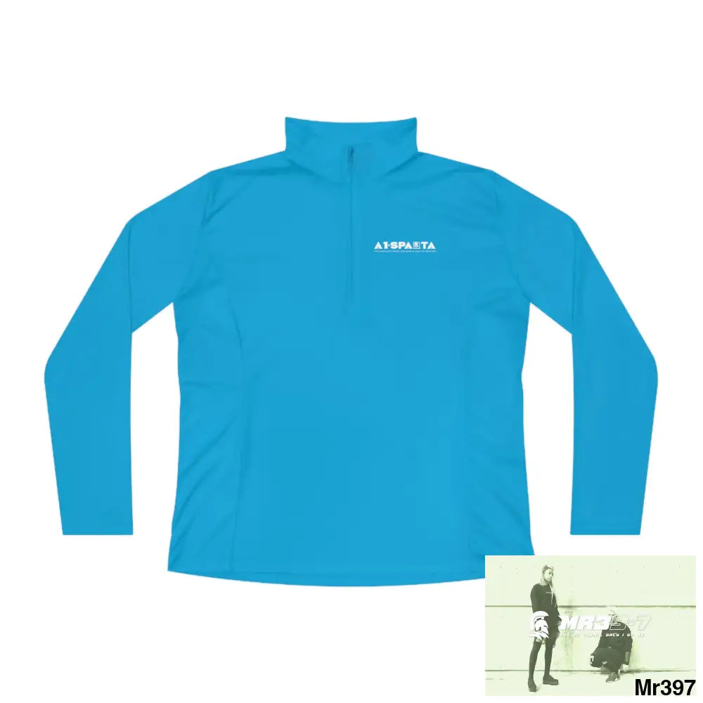 A1- peace Sparta -Ladies Quarter-Zip Pullover Atomic Blue / 2XL Long-sleeve