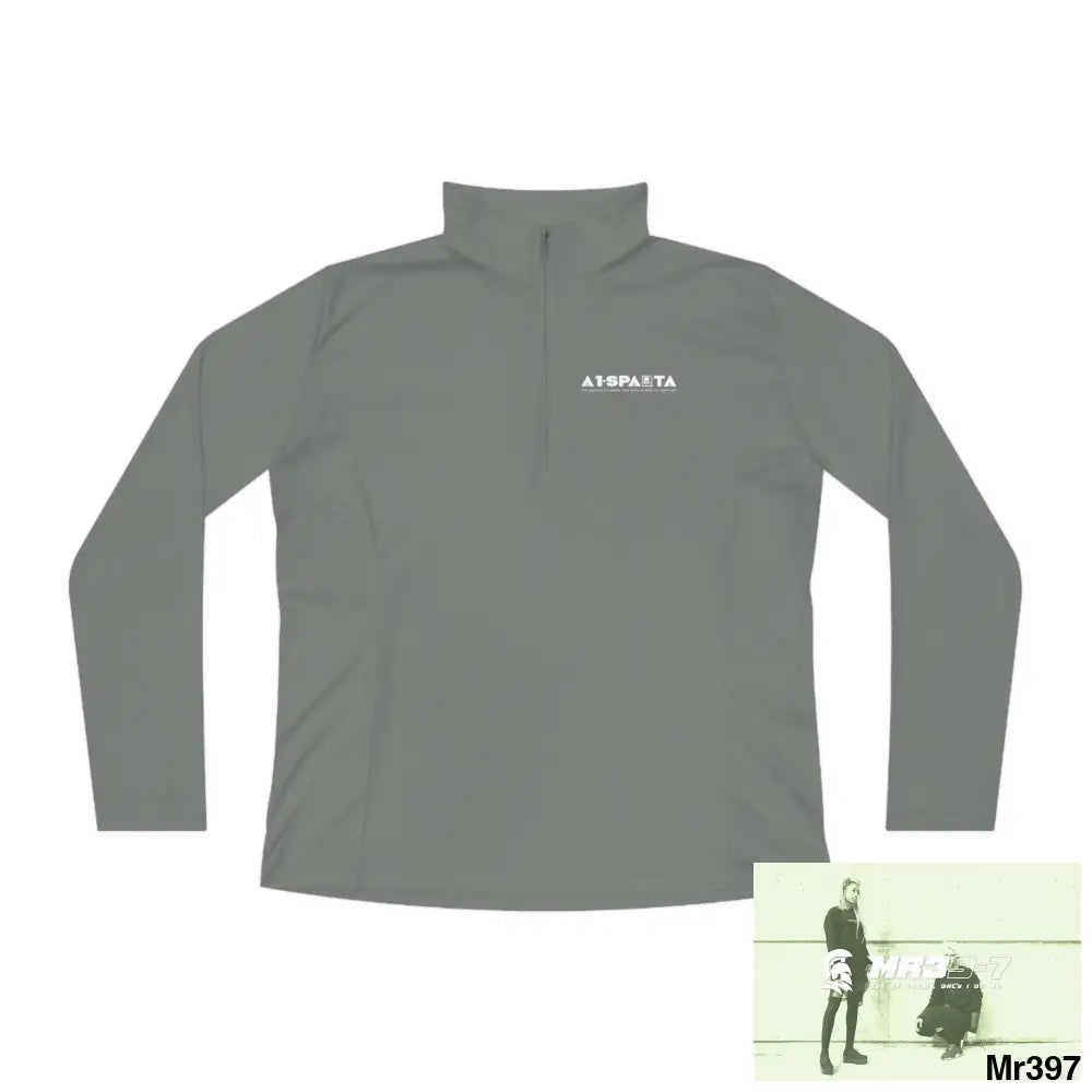 A1- peace Sparta -Ladies Quarter-Zip Pullover Grey Concrete / S Long-sleeve