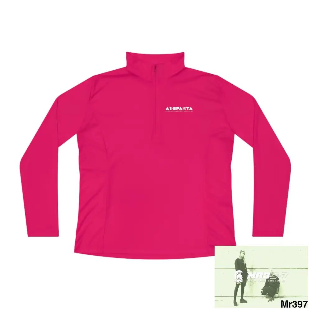 A1- peace Sparta -Ladies Quarter-Zip Pullover Pink Raspberry / S Long-sleeve
