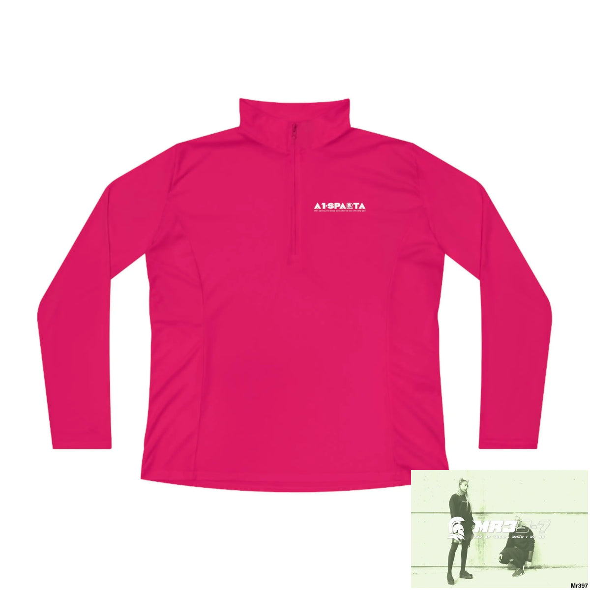 A1- peace Sparta -Ladies Quarter-Zip Pullover Pink Raspberry / S Long-sleeve