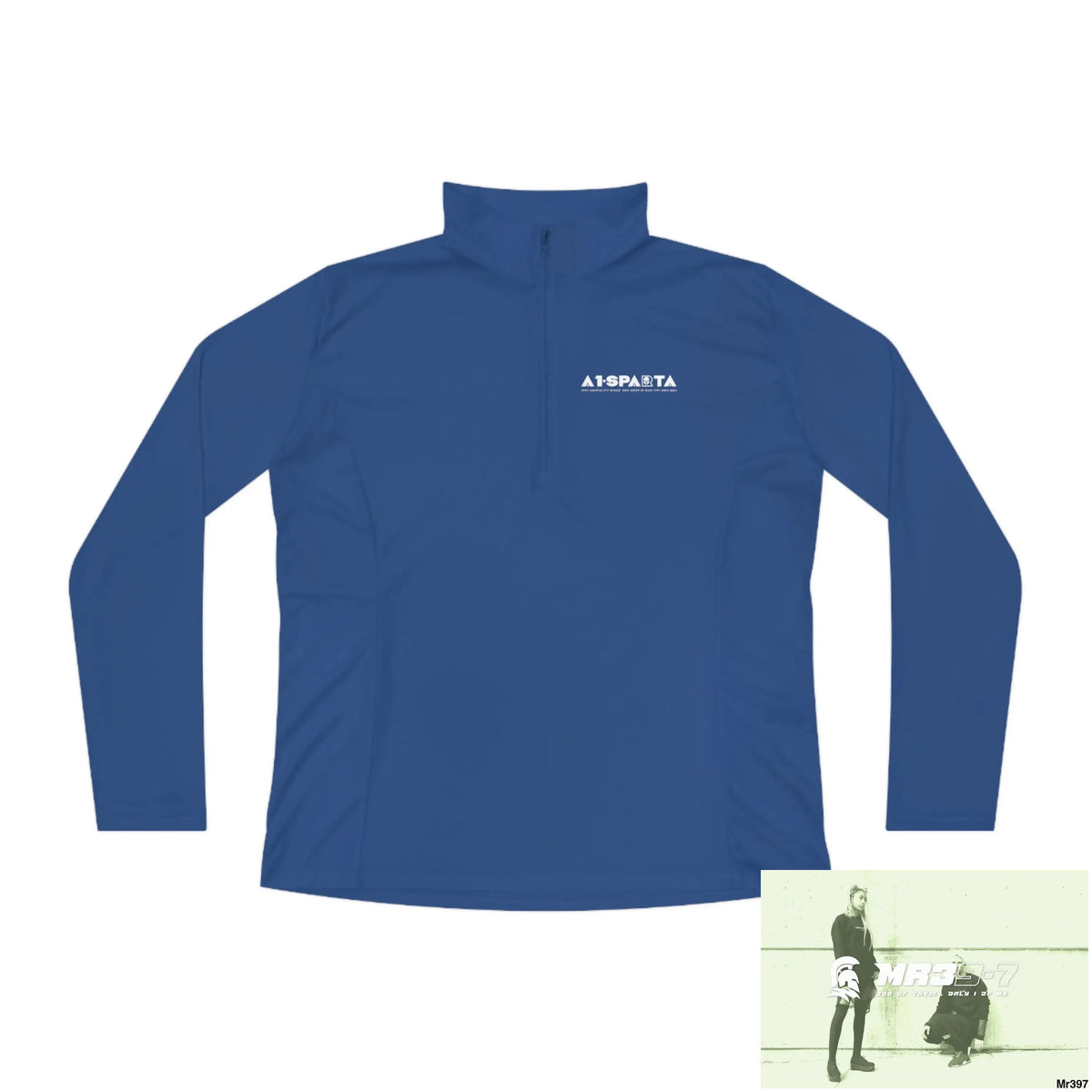 A1- peace Sparta -Ladies Quarter-Zip Pullover True Royal / S Long-sleeve