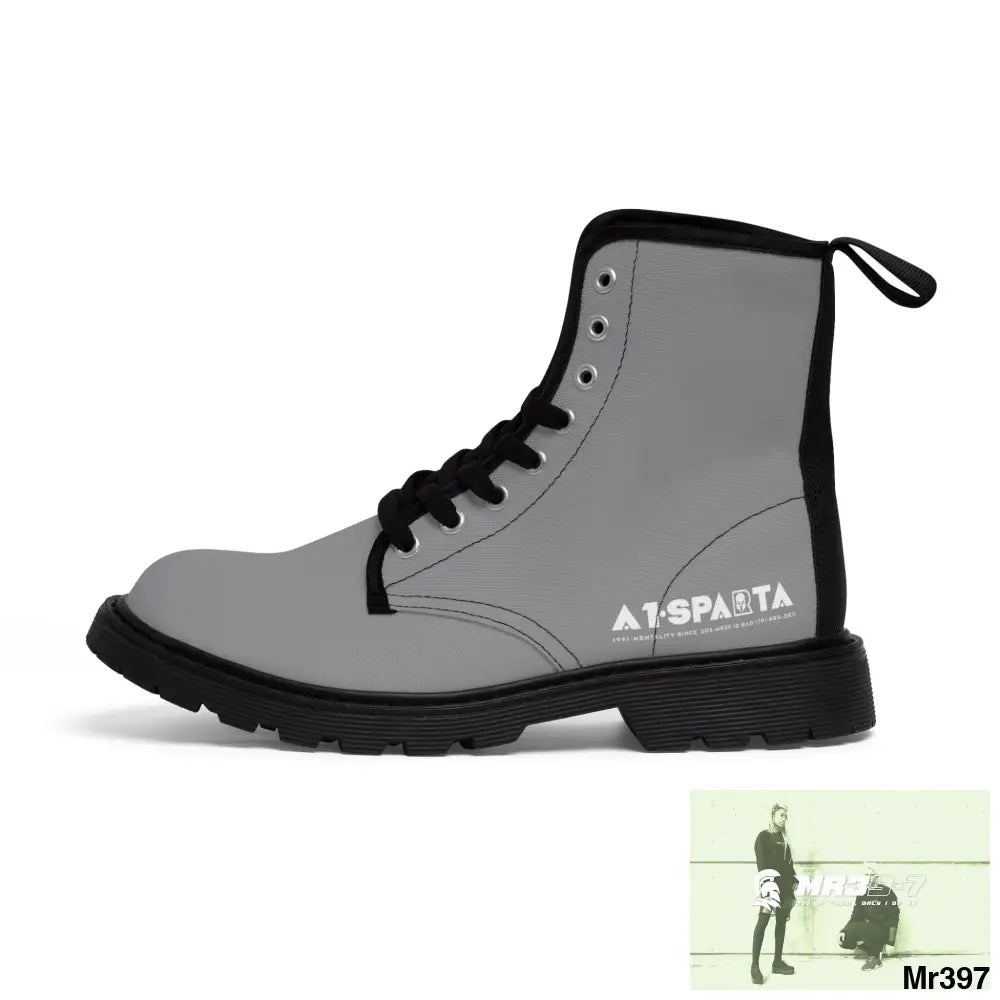 A1-Peace Sparta Light Grey Canvas Boots AOP Shoes