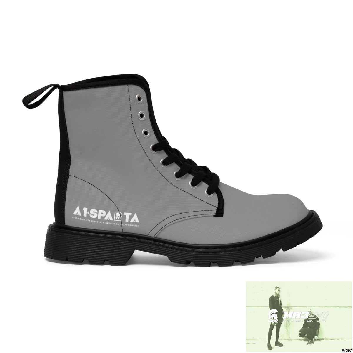 A1-Peace Sparta Light Grey Canvas Boots AOP US 7 / Black sole Shoes