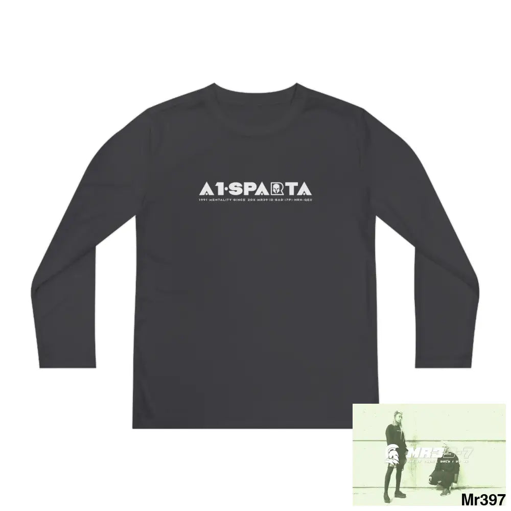 A1-Peace Sparta Youth Long Sleeve Competitor Tee Iron Grey / S Kids clothes