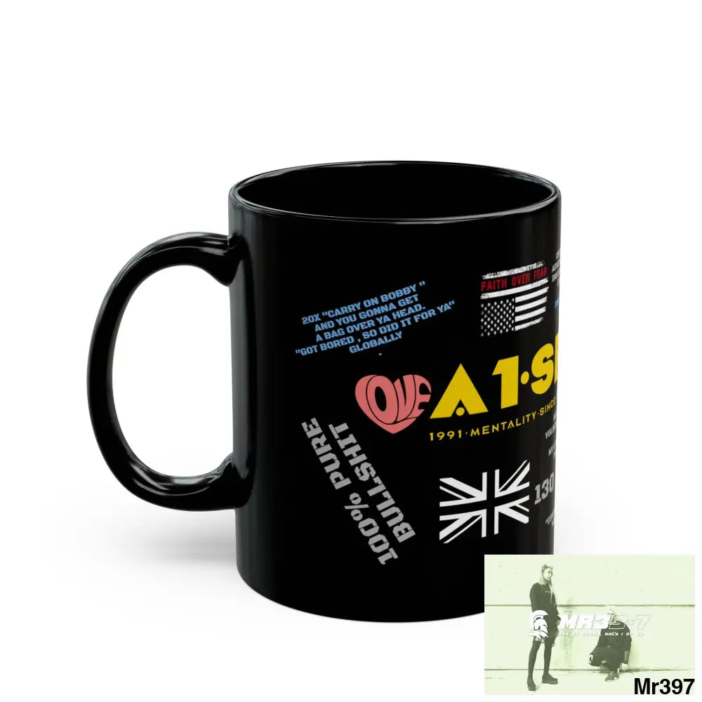 A1.Sparta 11oz Tactical GB / Wales Black Mug Mental Health VAR / My Life My Deaths Their Plans Failed Couldn’t kill