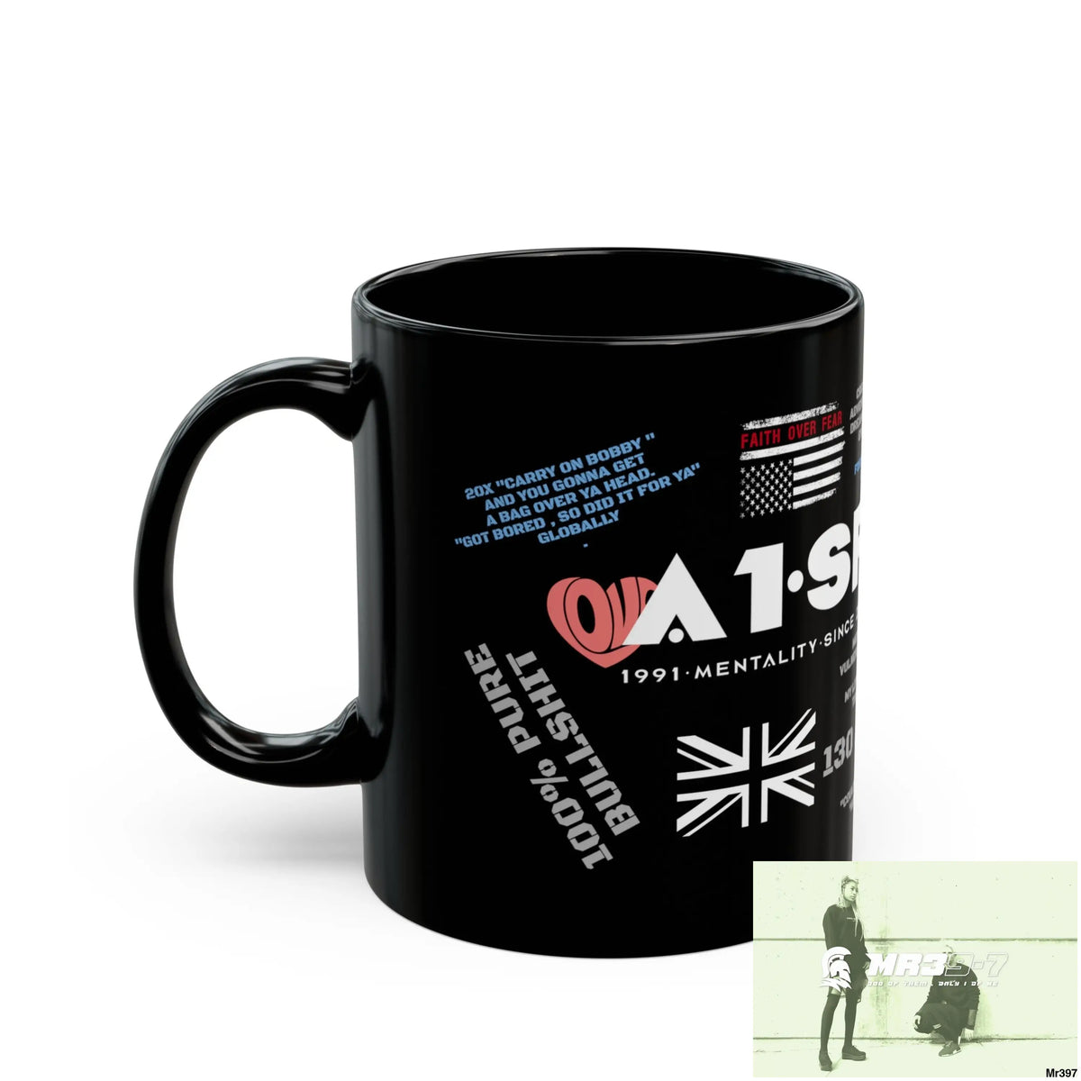 A1- Sparta 11oz Tactical GB / Wales Black Mug Mental Health VAR / My Life My Deaths Their Plans Failed Couldn’t kill