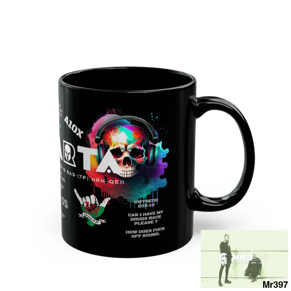 A1- Sparta 11oz Tactical GB / Wales Black Mug Mental Health VAR / My Life My Deaths Their Plans Failed Couldn’t kill