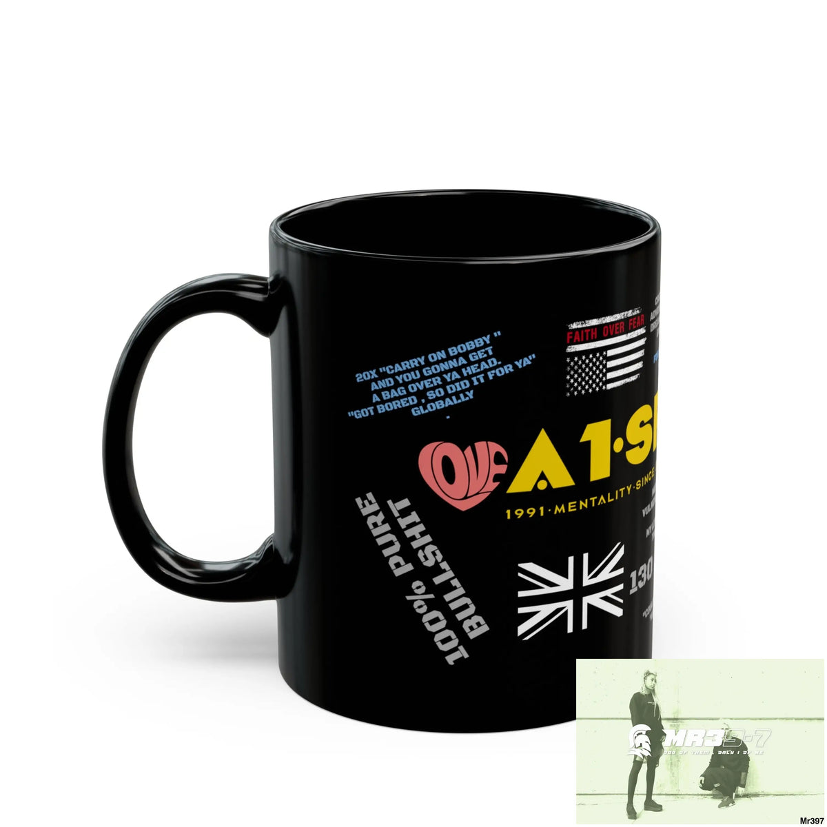 A1.Sparta 11oz Tactical GB / Wales Black Mug Mental Health VAR / My Life My Deaths Their Plans Failed Couldn’t kill
