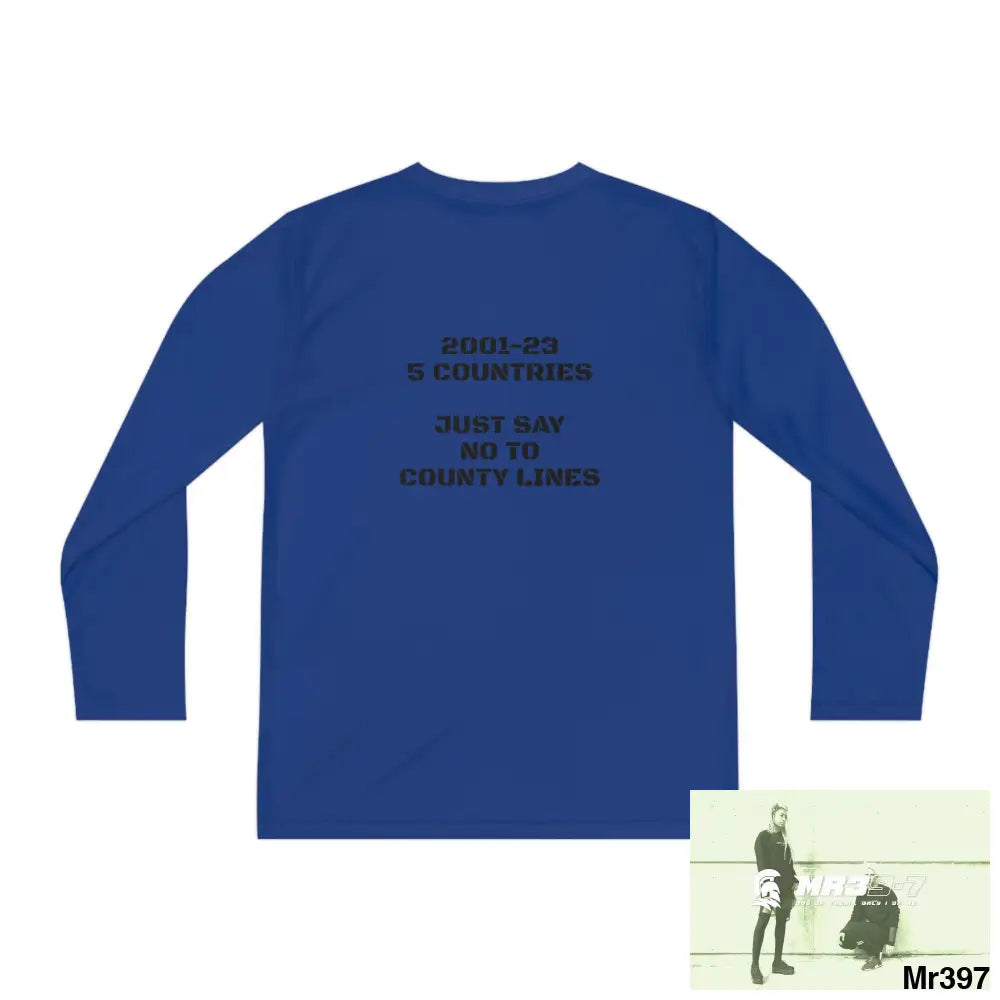 A1- Sparta 2001-23 5 Countries Just Say No To County Lines Youth Long Sleeve Competitor Tee Kids clothes