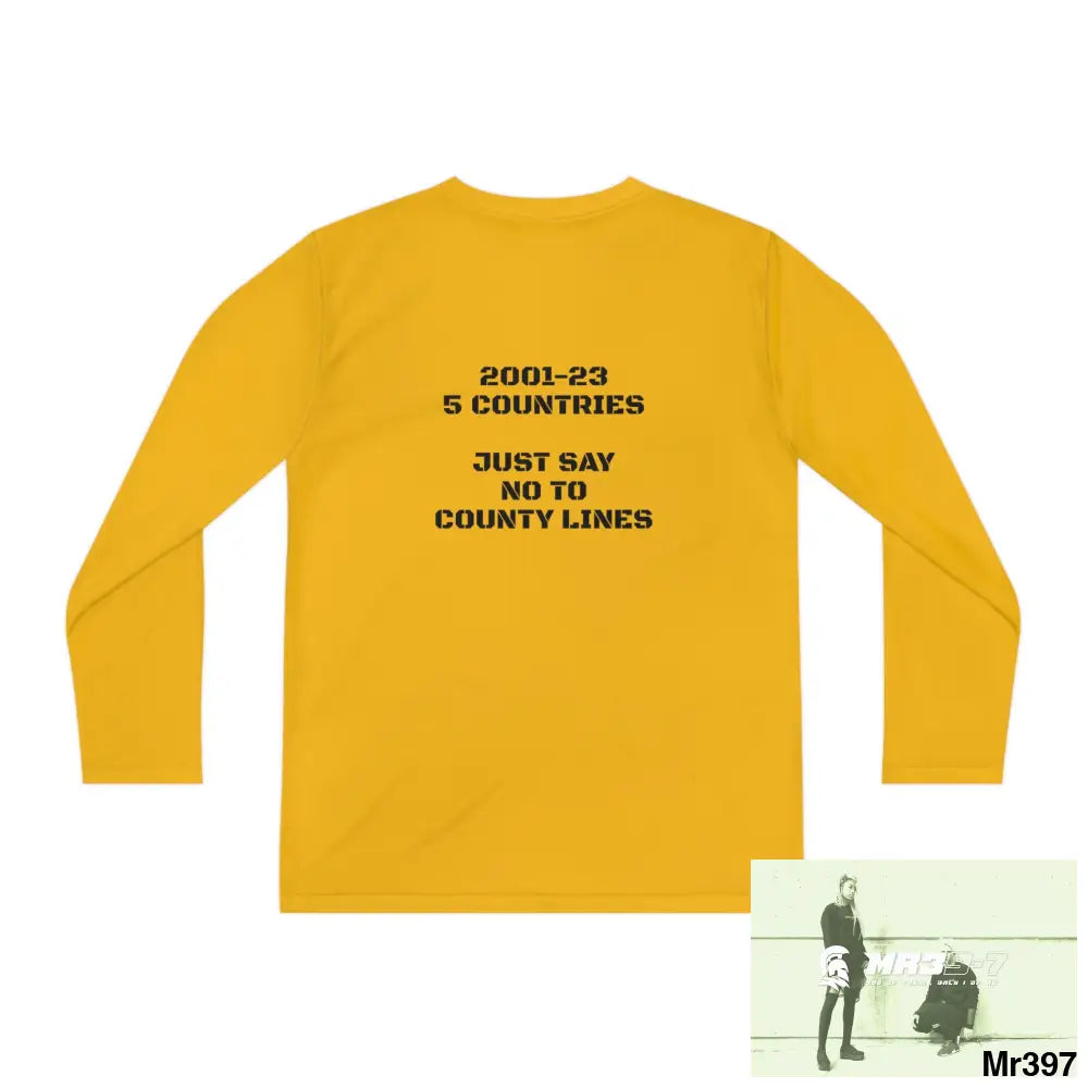 A1- Sparta 2001-23 5 Countries Just Say No To County Lines Youth Long Sleeve Competitor Tee Kids clothes