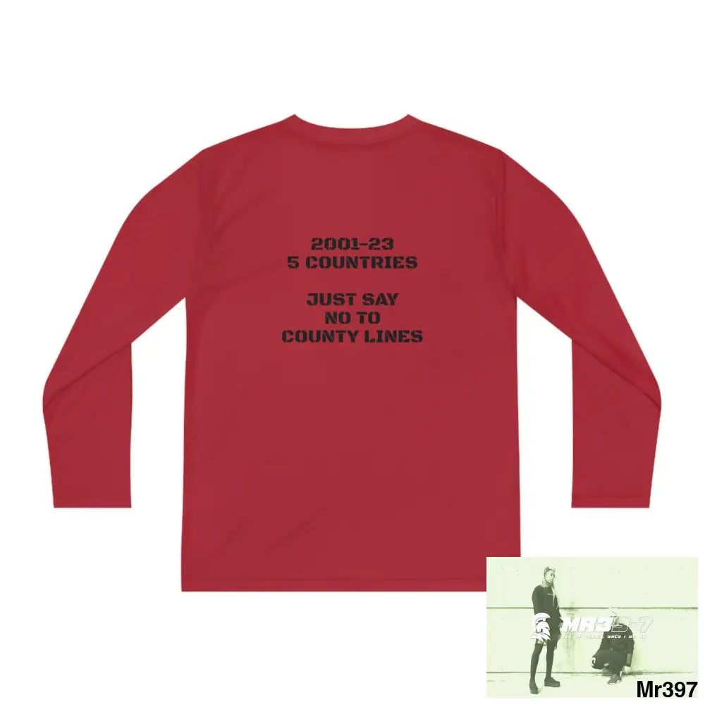 A1- Sparta 2001-23 5 Countries Just Say No To County Lines Youth Long Sleeve Competitor Tee Kids clothes