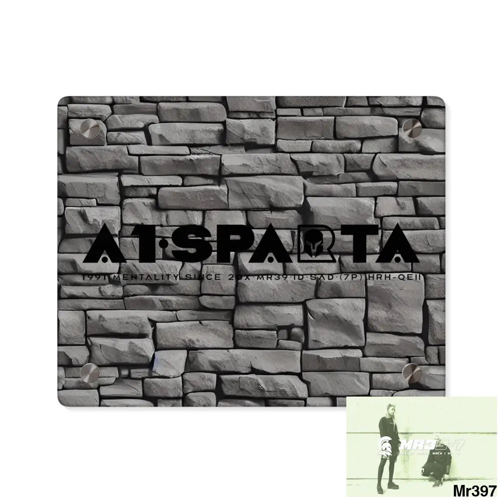 A1-Sparta 3D Dark Black Brick Wall 32k Ultrarealistic High quality Acrylic Wall Art Panels 10″ x 8″ (Horizontal)