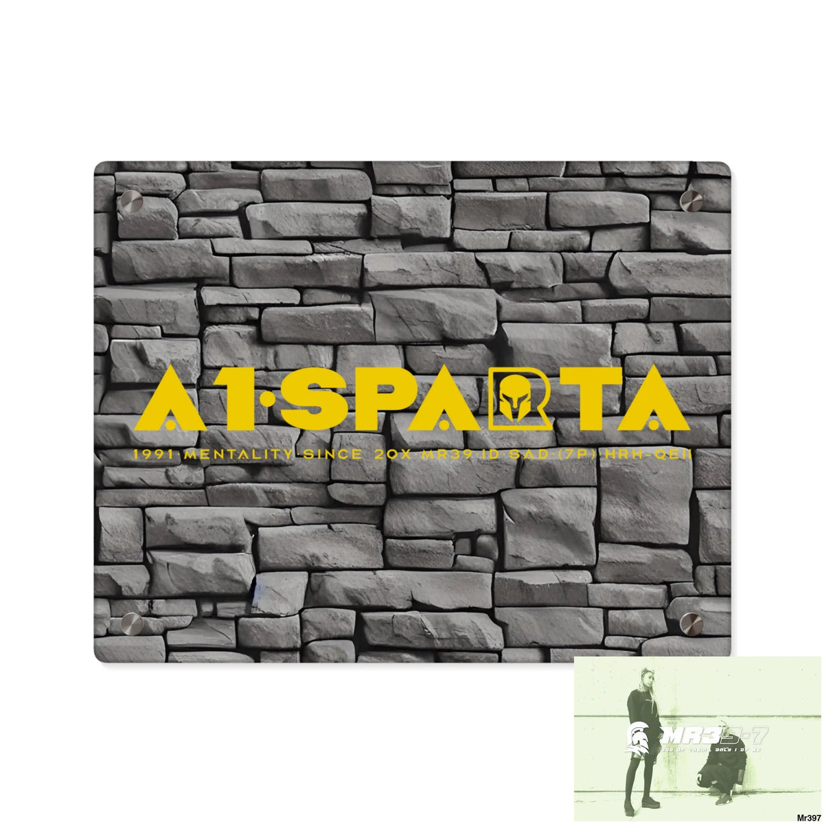 A1-Sparta 3D Dark Black Brick Wall 32k Ultrarealistic High quality Acrylic Wall Art Panels 14″ x 11″ (Horizontal)
