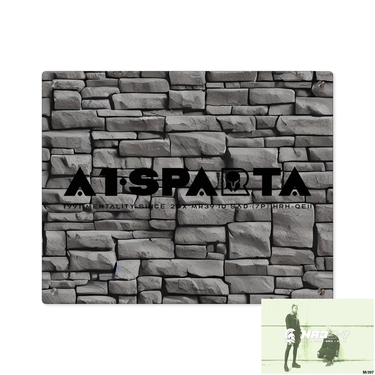 A1-Sparta 3D Dark Black Brick Wall 32k Ultrarealistic High quality Acrylic Wall Art Panels 20″ x 16″ (Horizontal)