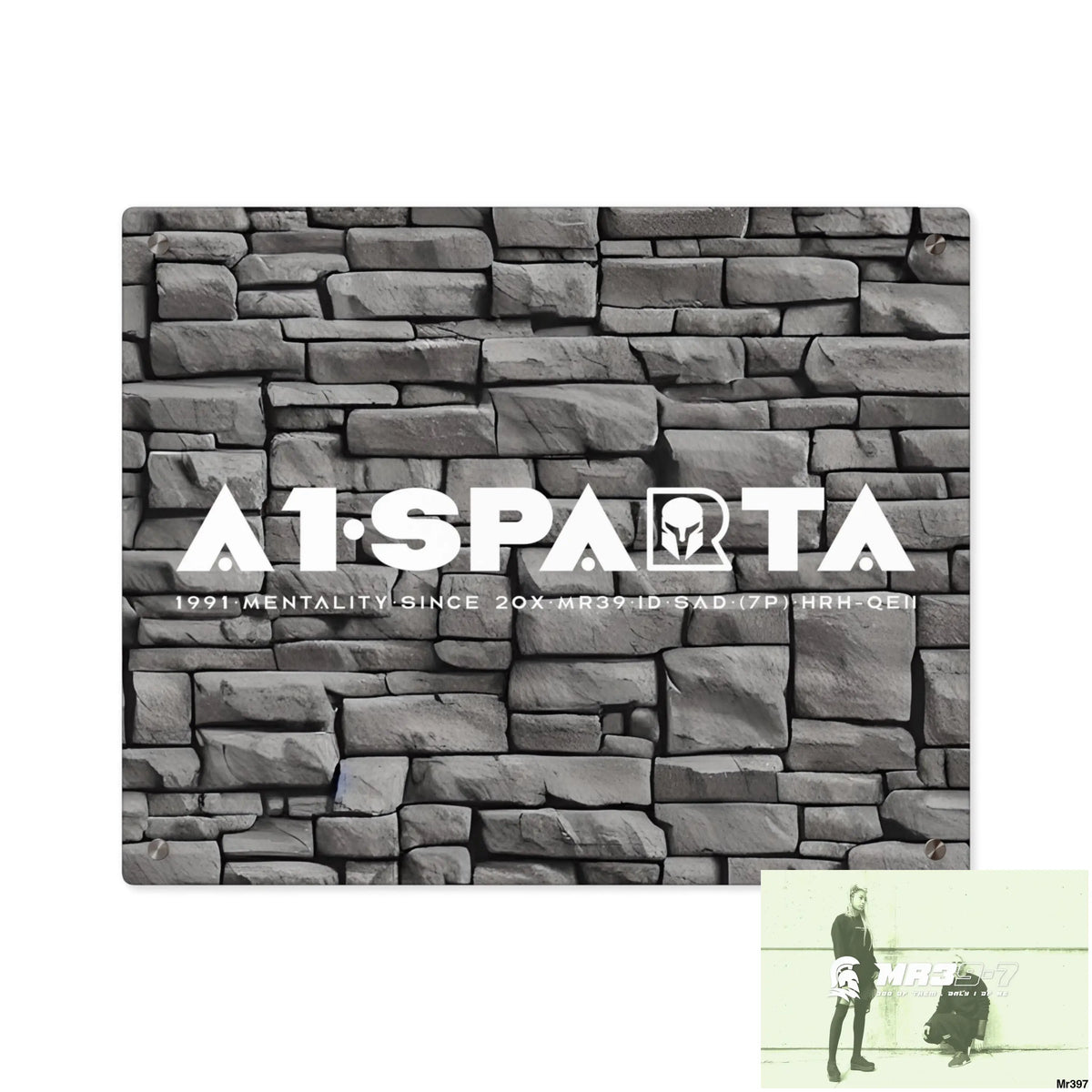 A1-Sparta 3D Dark Black Brick Wall 32k Ultrarealistic High quality Acrylic Wall Art Panels 20″ x 16″ (Horizontal)