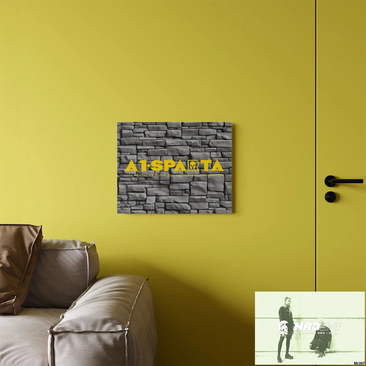 A1-Sparta 3D Dark Black Brick Wall 32k Ultrarealistic High quality Acrylic Wall Art Panels Home Decor