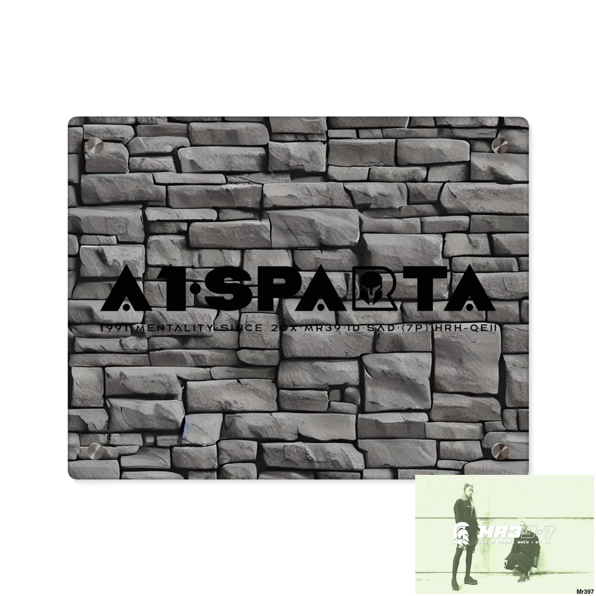 A1-Sparta 3D Dark Black Brick Wall 32k Ultrarealistic High quality Acrylic Wall Art Panels 14″ x 11″ (Horizontal)