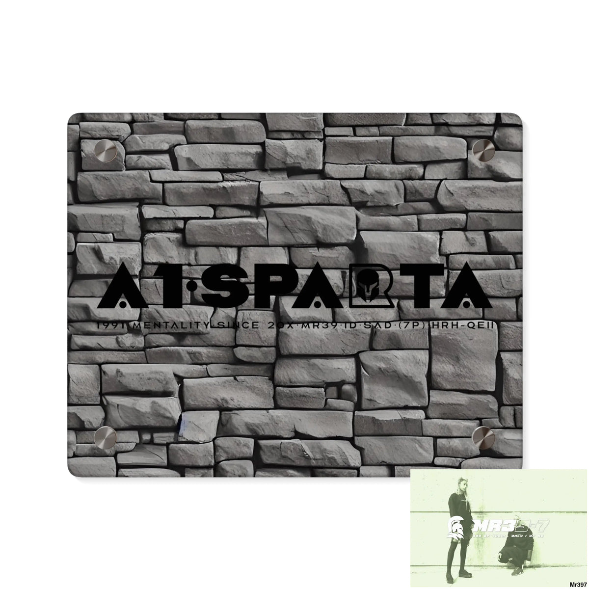 A1-Sparta 3D Dark Black Brick Wall 32k Ultrarealistic High quality Acrylic Wall Art Panels 10″ x 8″ (Horizontal)
